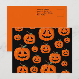 Fröhliches Halloween Kürbislaterne Illustrative Ku Postkarte