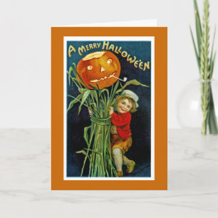 Fröhliches Halloween Kürbislaterne Karte