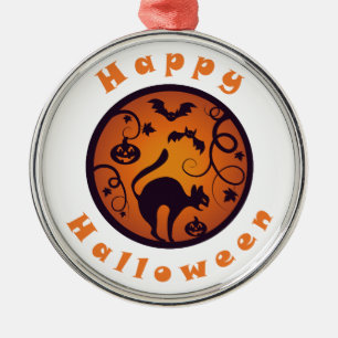 Fröhliches Halloween Laterne schwarze Katzen Spinn Ornament Aus Metall