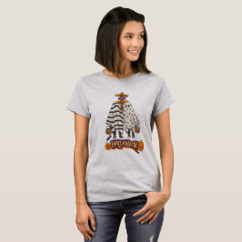 Fröhliches Halloween Lila Sonnenuntergang Spukhaus T-Shirt