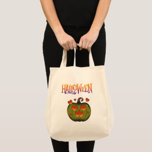 Fröhliches Halloween lustiger Kürbis  Tragetasche