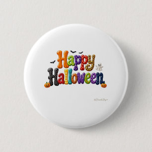 Fröhliches Halloween mit gemusterten Blasenbuchsta Button