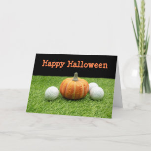 Fröhliches Halloween mit Golfball und Kürbis Karte