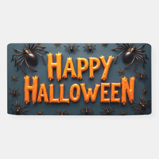 Fröhliches Halloween mit Spinnen Banner