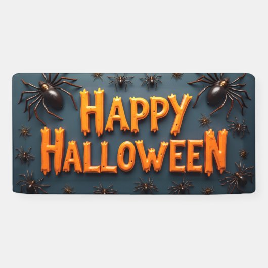 Fröhliches Halloween mit Spinnen  Banner (Horizontal)