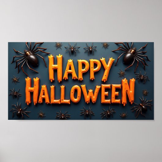 Fröhliches Halloween mit Spinnen Poster (Vorne)