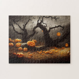 Fröhliches Halloween mit vielen Kürbissen. Puzzle