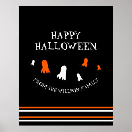Fröhliches Halloween Niedlich Ghosts Orange, Schwa Poster