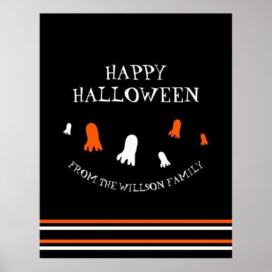 Fröhliches Halloween Niedlich Ghosts Orange, Schwa Poster (Vorne)