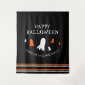 Fröhliches Halloween Niedlich Ghosts Orange, Schwa Wandteppich (Vorderseite)