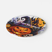Fröhliches Halloween-Papierteller Pappteller (Schrägansicht)