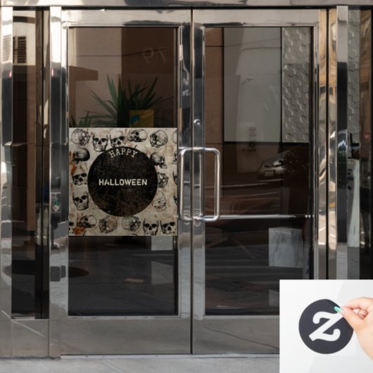 Fröhliches Halloween-Party Vintage Schädel Fensteraufkleber (Büro Tür)