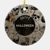 Fröhliches Halloween-Party Vintage Schädel Keramik Ornament (Hinten)