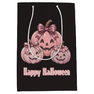 Fröhliches Halloween Pinkoween Vintage-Kürbis-Trio Mittlere Geschenktüte