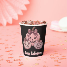 Fröhliches Halloween Pinkoween Vintage-Kürbis-Trio Pappbecher