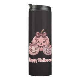 Fröhliches Halloween Pinkoween Vintage-Kürbis-Trio Thermosbecher