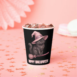 Fröhliches Halloween Pinkoween Vintage Schwarze He Pappbecher