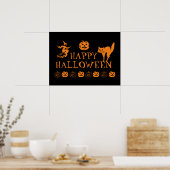 Fröhliches Halloween-Poster mit schwarz-orangefarb Poster (Küche)