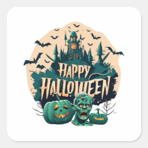 Fröhliches Halloween Quadratischer Aufkleber