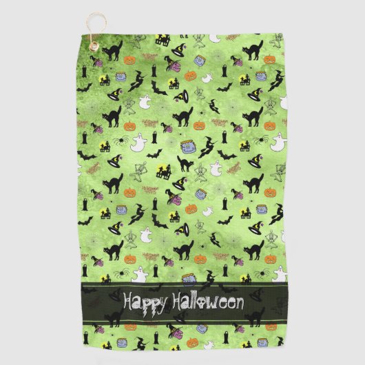Fröhliches Halloween Random Pattern Green Grunge Golfhandtuch (Vorderseite)