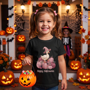 Fröhliches Halloween Rosa Hexenente & rosa Kürbiss Baby T-shirt