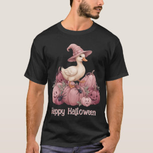 Fröhliches Halloween Rosa Hexenente & rosa Kürbiss T-Shirt