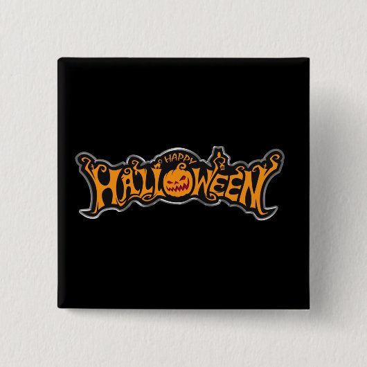 Fröhliches Halloween Ruby Eye Kürbis Silber Rahmen Button (Vorderseite)