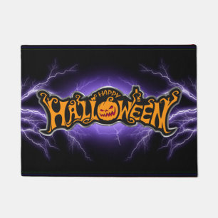 Fröhliches Halloween Ruby Eyed Pumpkin Purple Ligh Fußmatte