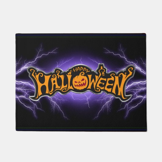 Fröhliches Halloween Ruby Eyed Pumpkin Purple Ligh Fußmatte (Vorderseite)