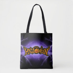 Fröhliches Halloween Ruby Eyed Pumpkin Purple Ligh Tasche