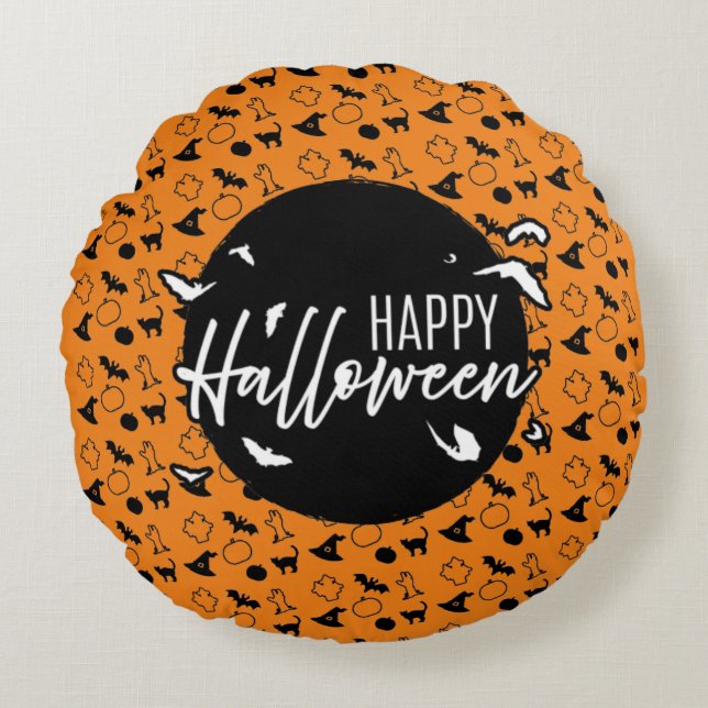 Fröhliches Halloween Rundes Kissen (Vorderseite)