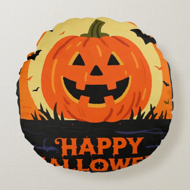 Fröhliches Halloween Rundes Kissen (Vorderseite)