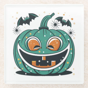 Fröhliches Halloween! Schnitze einen Kürbis! Glasuntersetzer