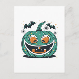 Fröhliches Halloween! Schnitze einen Kürbis! Postkarte