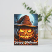 Fröhliches Halloween schreckliches Licht Mad Pumpk Postkarte (Stehend Vorderseite)