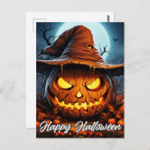 Fröhliches Halloween schreckliches Licht Mad Pumpk Postkarte (Vorne/Hinten)