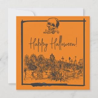 Fröhliches Halloween Schwarz & Orange Karte