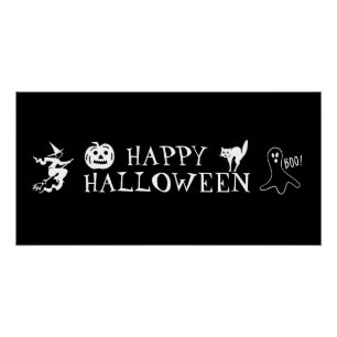 Fröhliches Halloween schwarz weiß spooky Poster