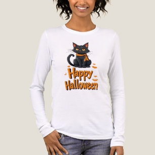 Fröhliches Halloween-Schwarze Katze Fledermäuse 🐈 Tri-Blend Shirt