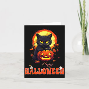 Fröhliches Halloween Schwarze Katze Gruselige Katz Karte