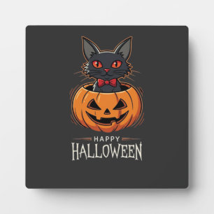 Fröhliches Halloween Schwarze Katze Kürbis Design_ Fotoplatte