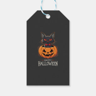 Fröhliches Halloween Schwarze Katze Kürbis Design_ Geschenkanhänger