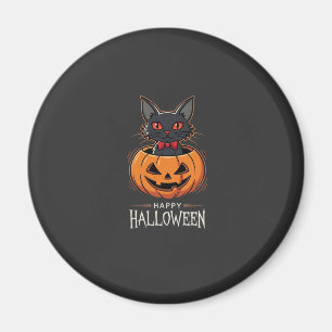 Fröhliches Halloween Schwarze Katze Kürbis Design_ Magnet