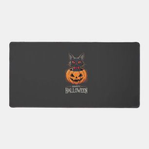 Fröhliches Halloween Schwarze Katze Kürbis Design_ Schreibtischunterlage