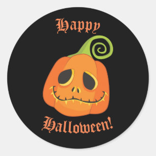 Fröhliches Halloween Schwarzes Whimsical-Kürbis-Lä Runder Aufkleber