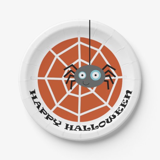 Fröhliches Halloween Spinne Pappteller (Vorderseite)