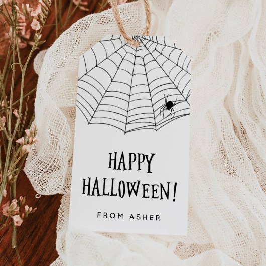 Fröhliches Halloween Spinnennetz Geschenkanhänger