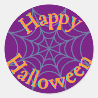 Fröhliches Halloween Spinnennetz Runder Aufkleber