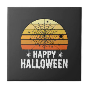 Fröhliches Halloween Spinnennetz Sonnenuntergang D Fliese