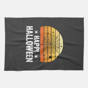 Fröhliches Halloween Spinnennetz Sonnenuntergang D Geschirrtuch